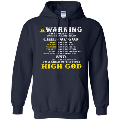 Christian T-shirt Warning I’m A Spirit-filled Spirit-lead Discipled Child Of God Navy
