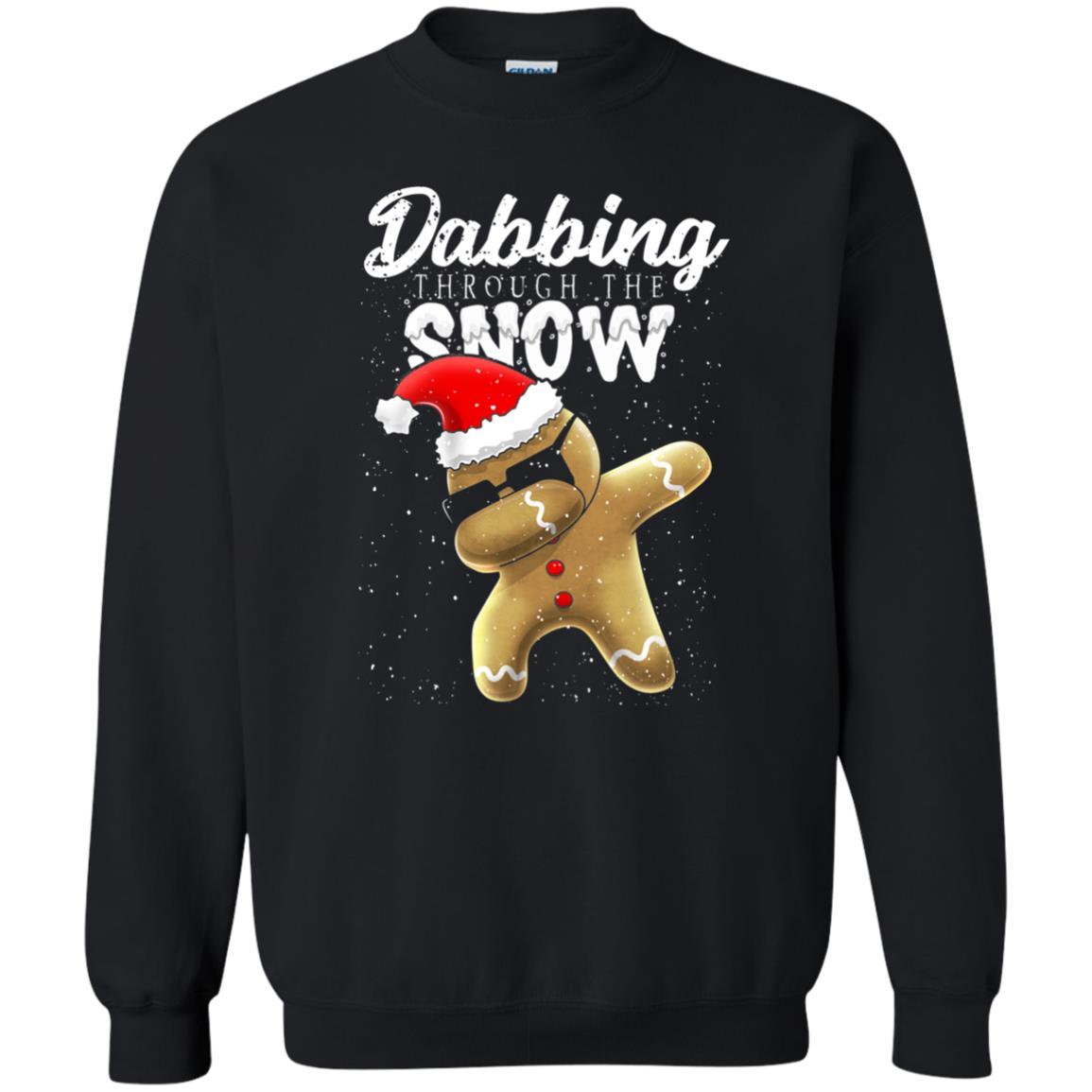 Dabbing Gingerbread T-shirt Dabbing Through The Snow Black