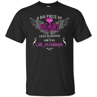 A Big Piece Of My Heart Lives In Heaven She Is My Grandma Grandchildren Gift Shirt Black
