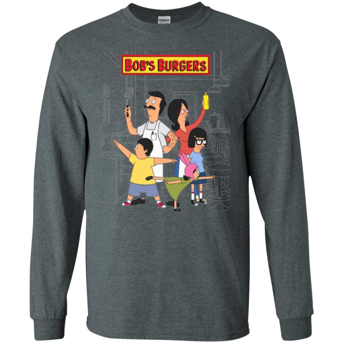Family Group Hero Pose T-shirt Bob_s Burgers Dark Heather