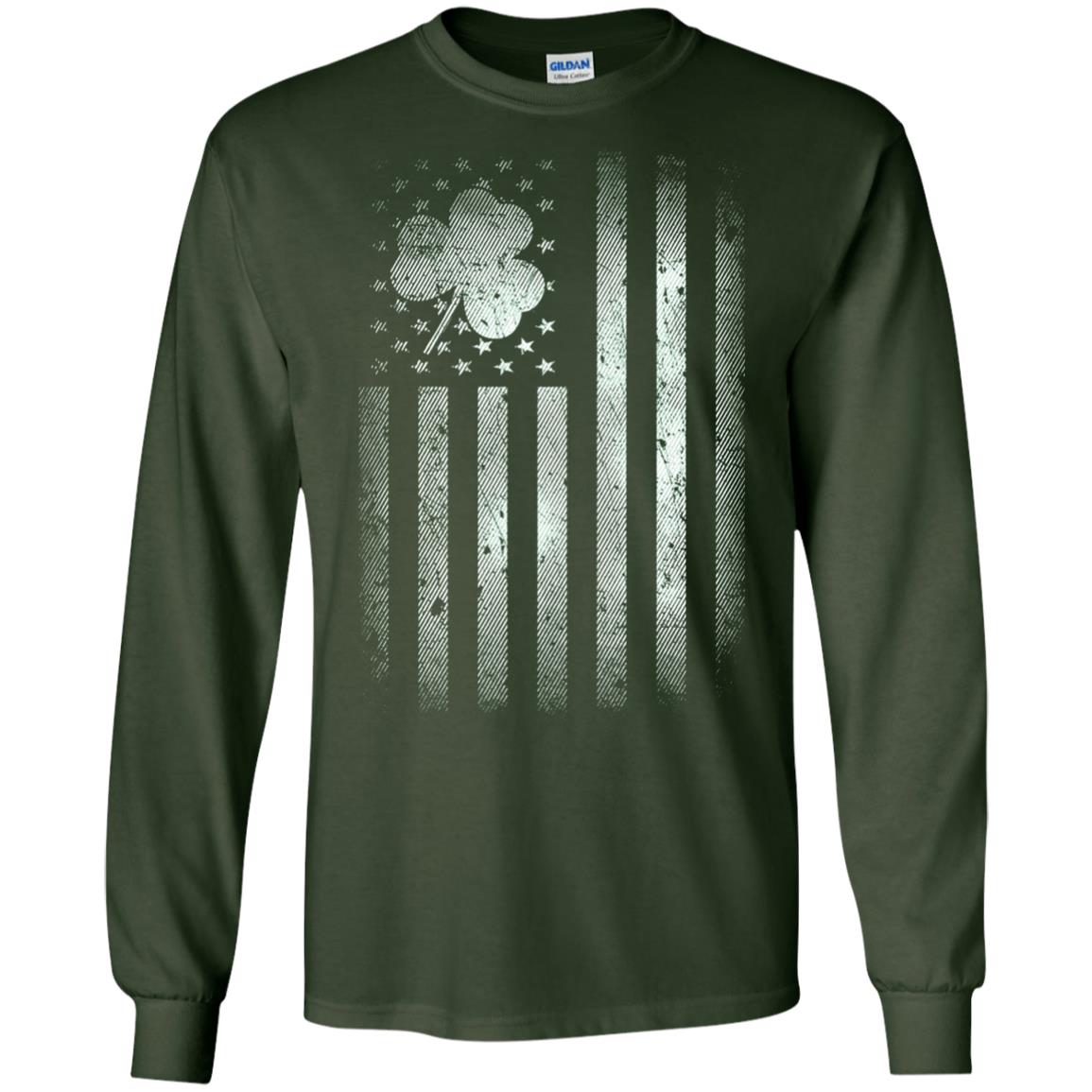 Vintage Irish American Shamrock Flag St Patricks Day T-shirt Forest Green
