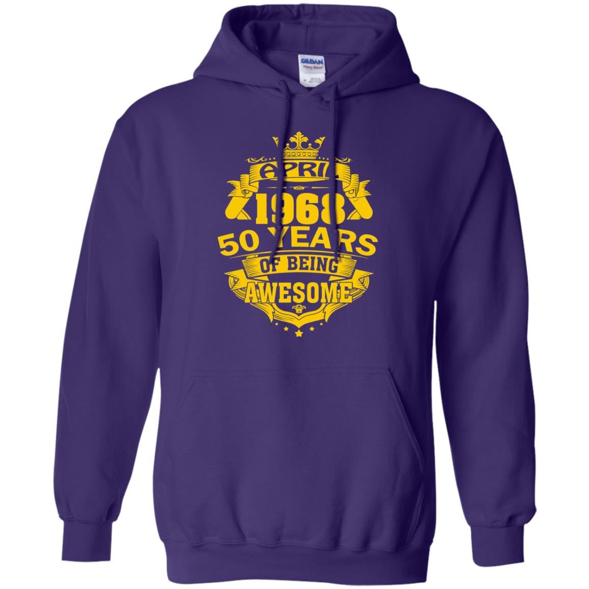 50th Birthday T-shirt April 1968 50 Years Of Being Awesome Purple