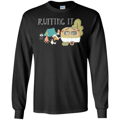 Ruffing It Camping With Dogs Camper T-shirt Black