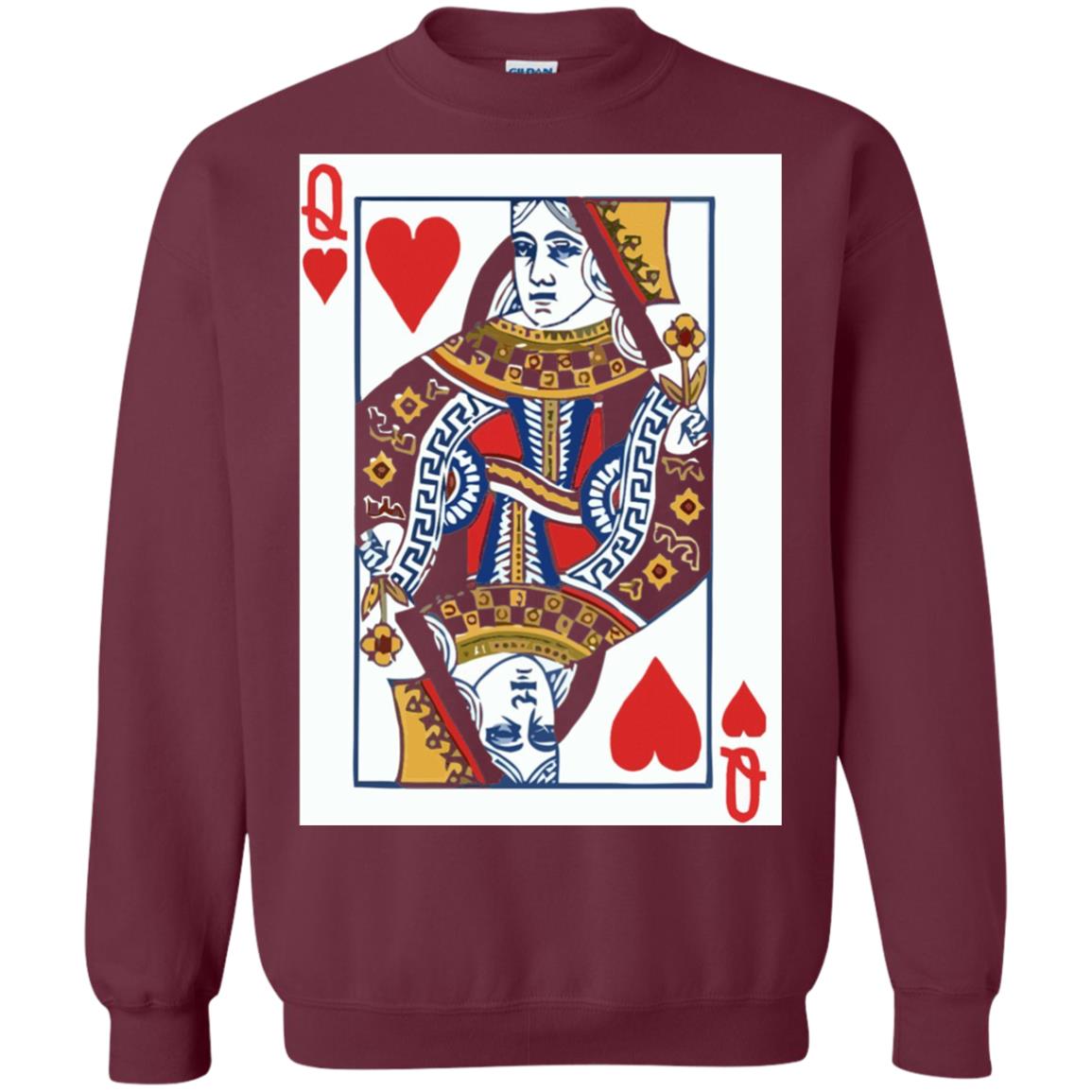 Valentines Day T-shirt Queen Of Hearts Cards Couple Maroon