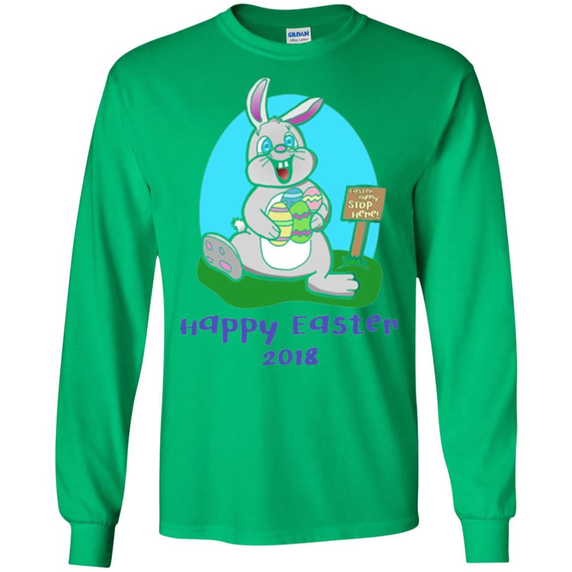 Easter Bunny Stop Here Funny Easter Day T-shirt Irish Green