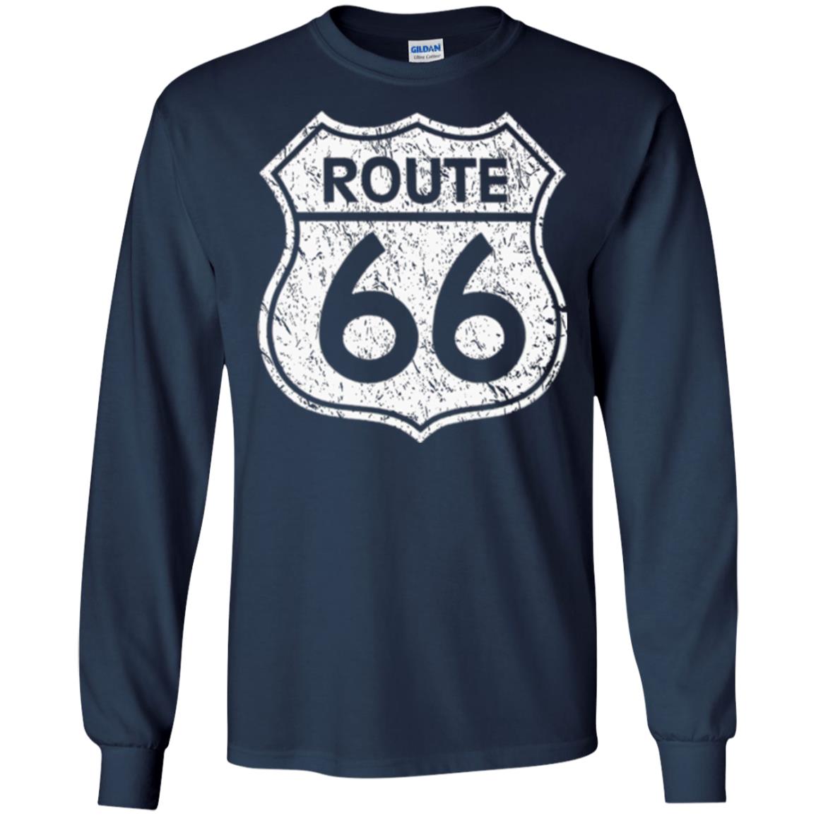 Historical Route 66 Distressed Vintage Look T-shirt Navy