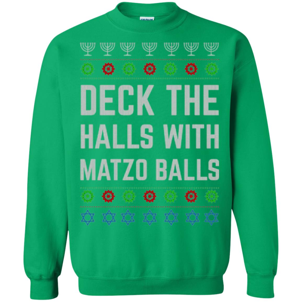 Christmas T-shirt Deck The Halls With Matzo Balls Irish Green