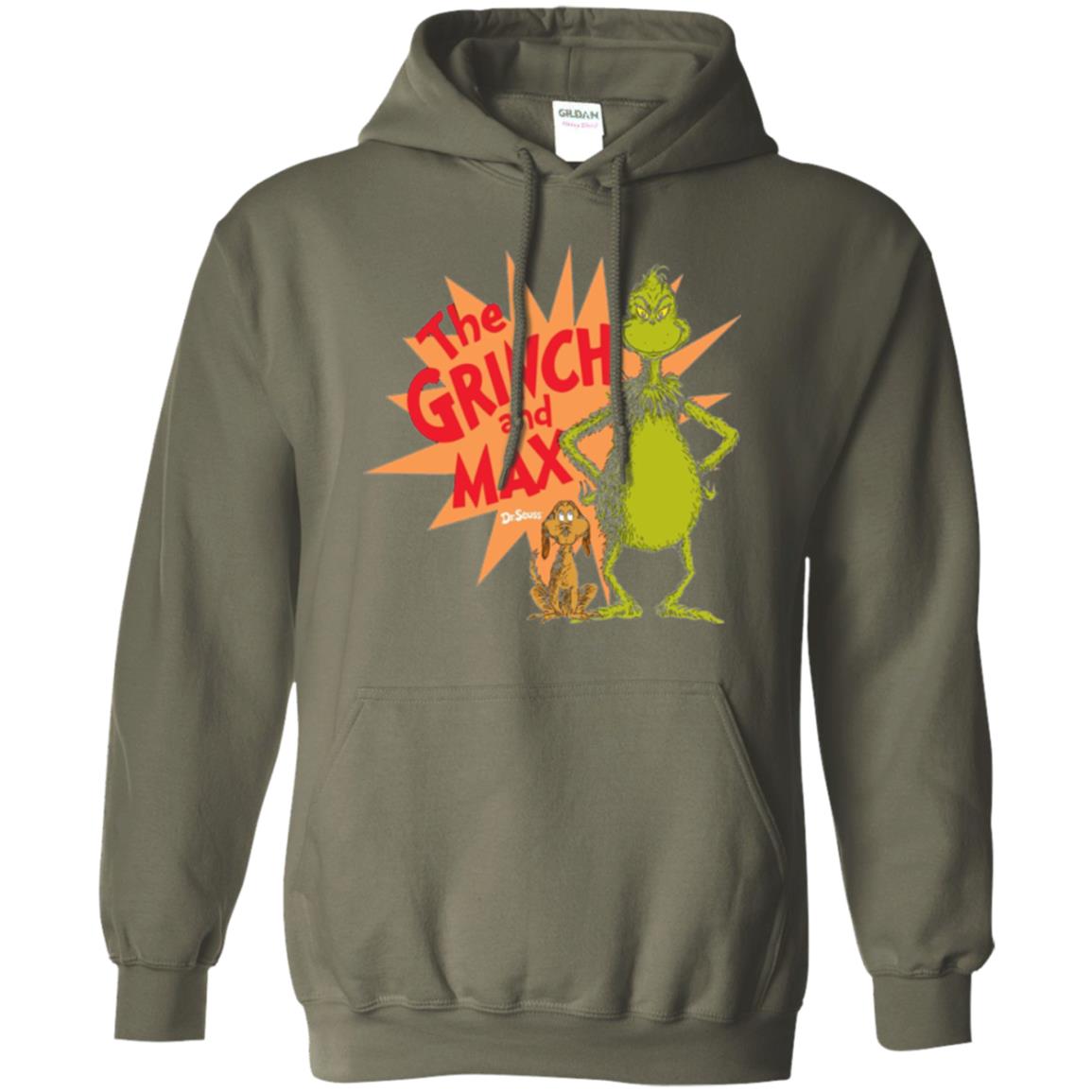 Cartoon T-shirt Dr. Seuss Grinch And Max Burst Military Green
