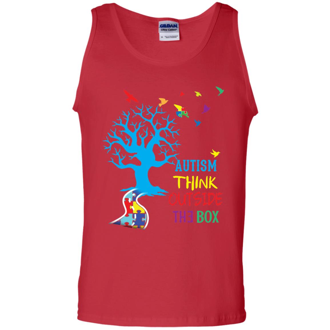 Autism Awareness T-shirt Autism Think Outside Red