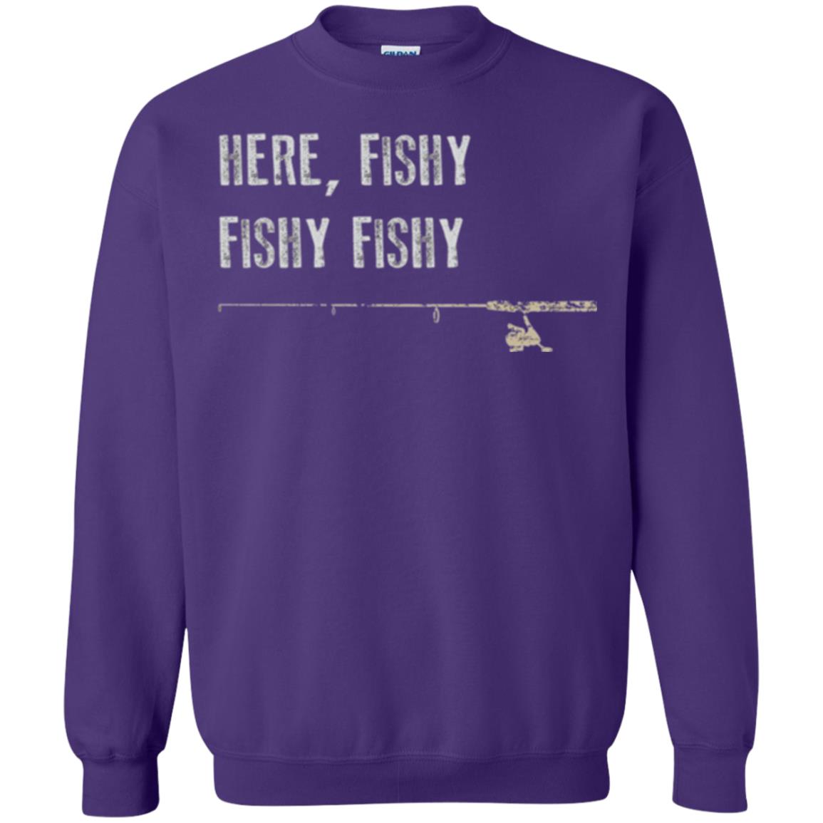 Fishing Lover T-shirt Here Fishy Fishy Purple