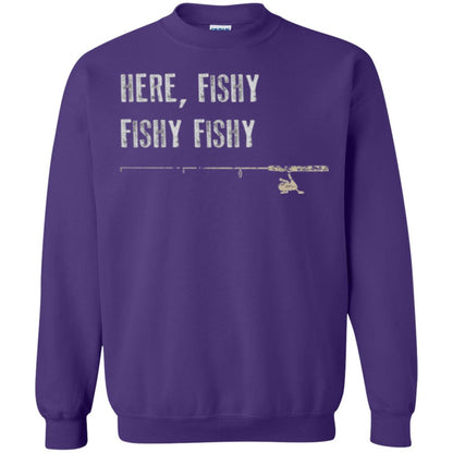 Fishing Lover T-shirt Here Fishy Fishy Purple
