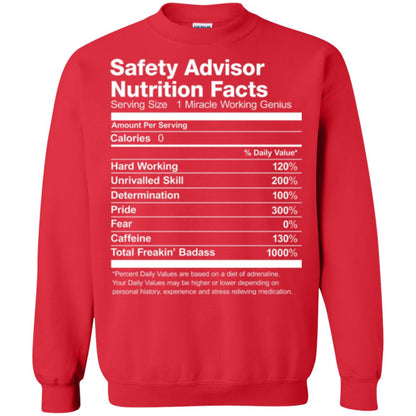 Safety Advisor Nutrition Facts Funny T-shirt Red