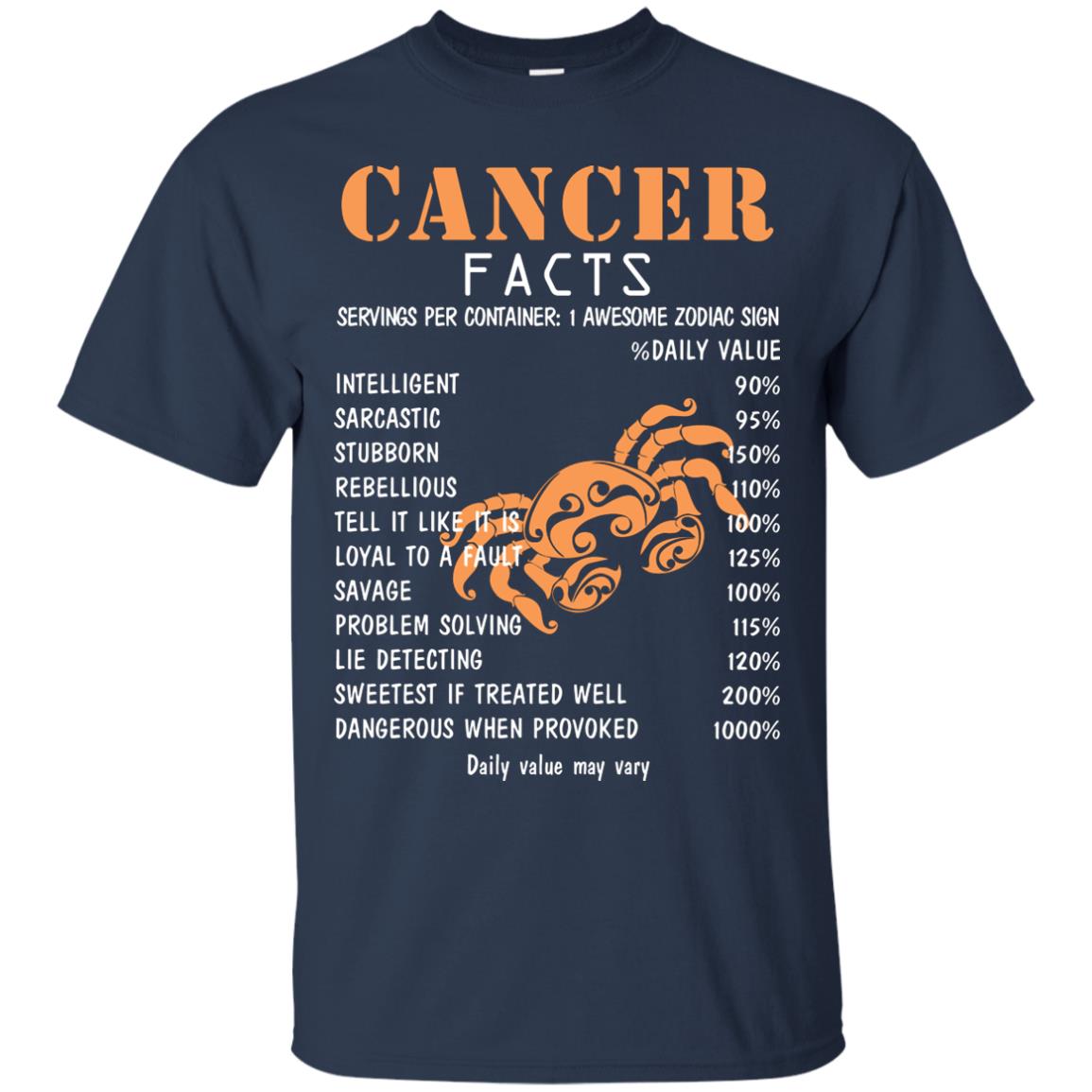 Cancer Facts 1 Awesome Zodiac Sign Gift Shirt For Cancer Horoscope Navy