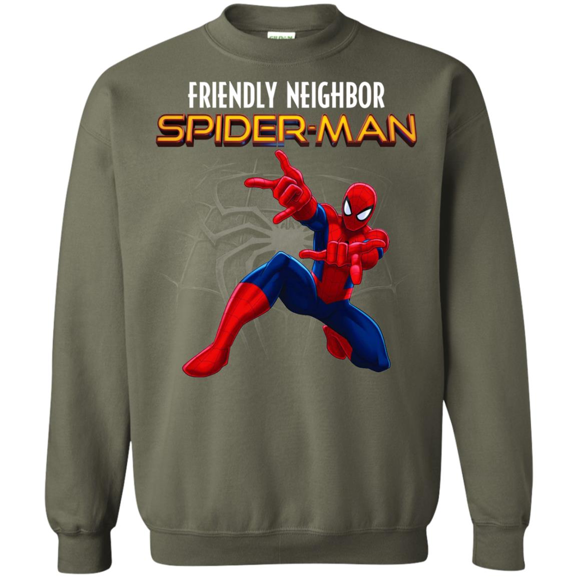 Friendly Neighbor Spider Man Movie Fan T-shirt Military Green