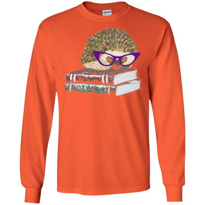 Adorable Hedgehog Book Nerd Gift Shirt Orange