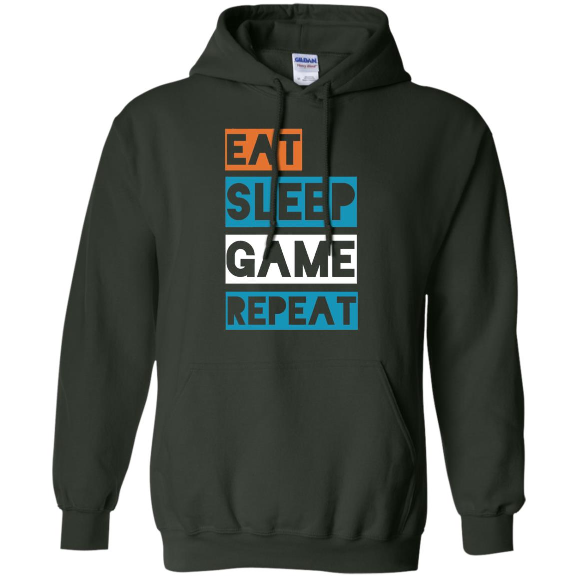 Eat Sleep Game Repeat Video Gamer Player T-shirt Forest Green
