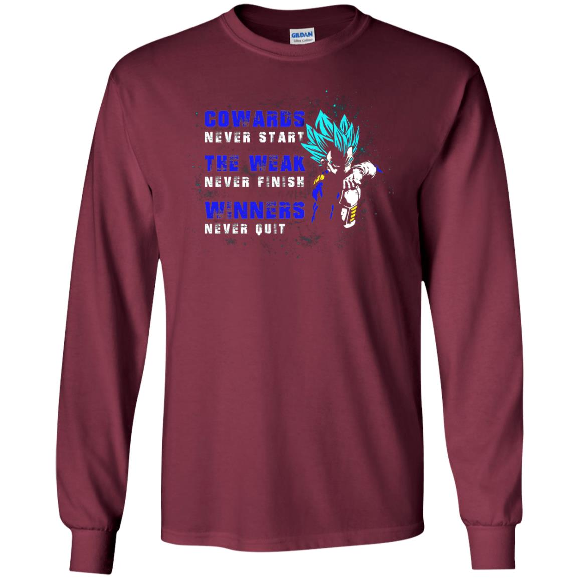 Cowards Never Start The Weak Never Finish Comic T-shirt Maroon