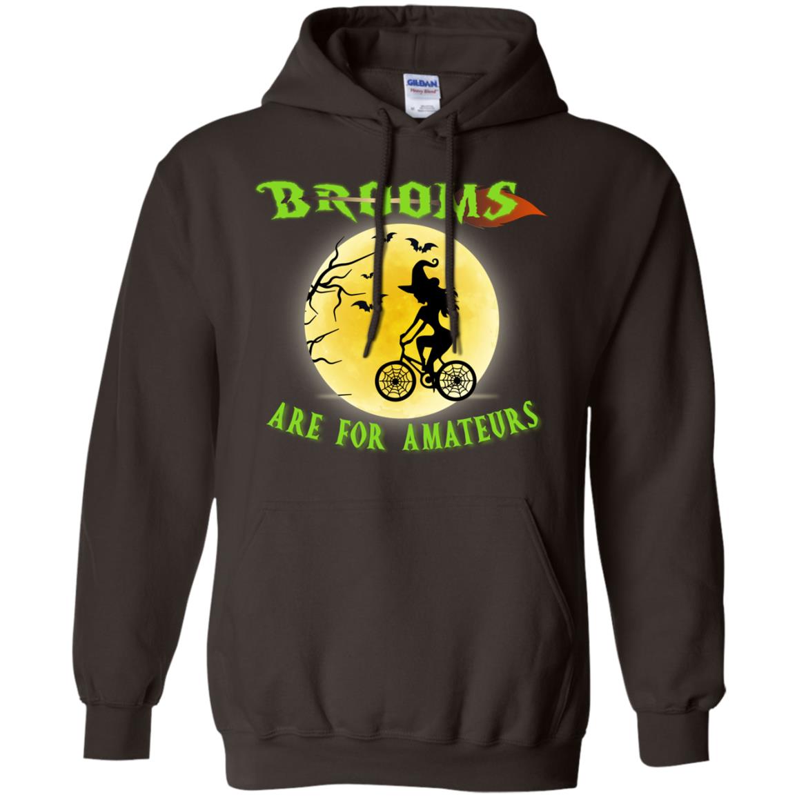 Brooms Are For Amateurs Witches Ride A Bicycle Funny Halloween Shirt Dark Chocolate