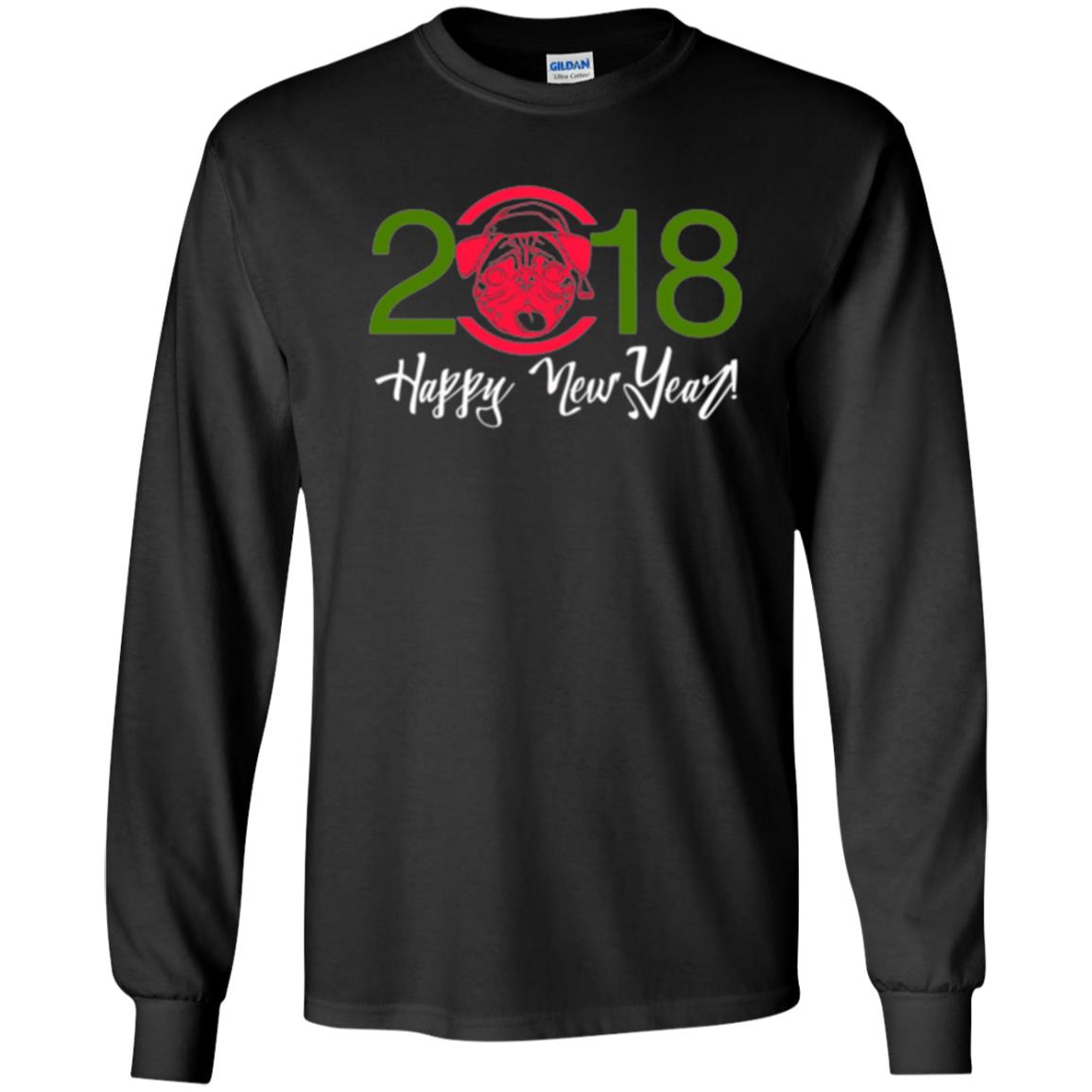 Dog Lovers T-shirt Happy New Year 2018 Black