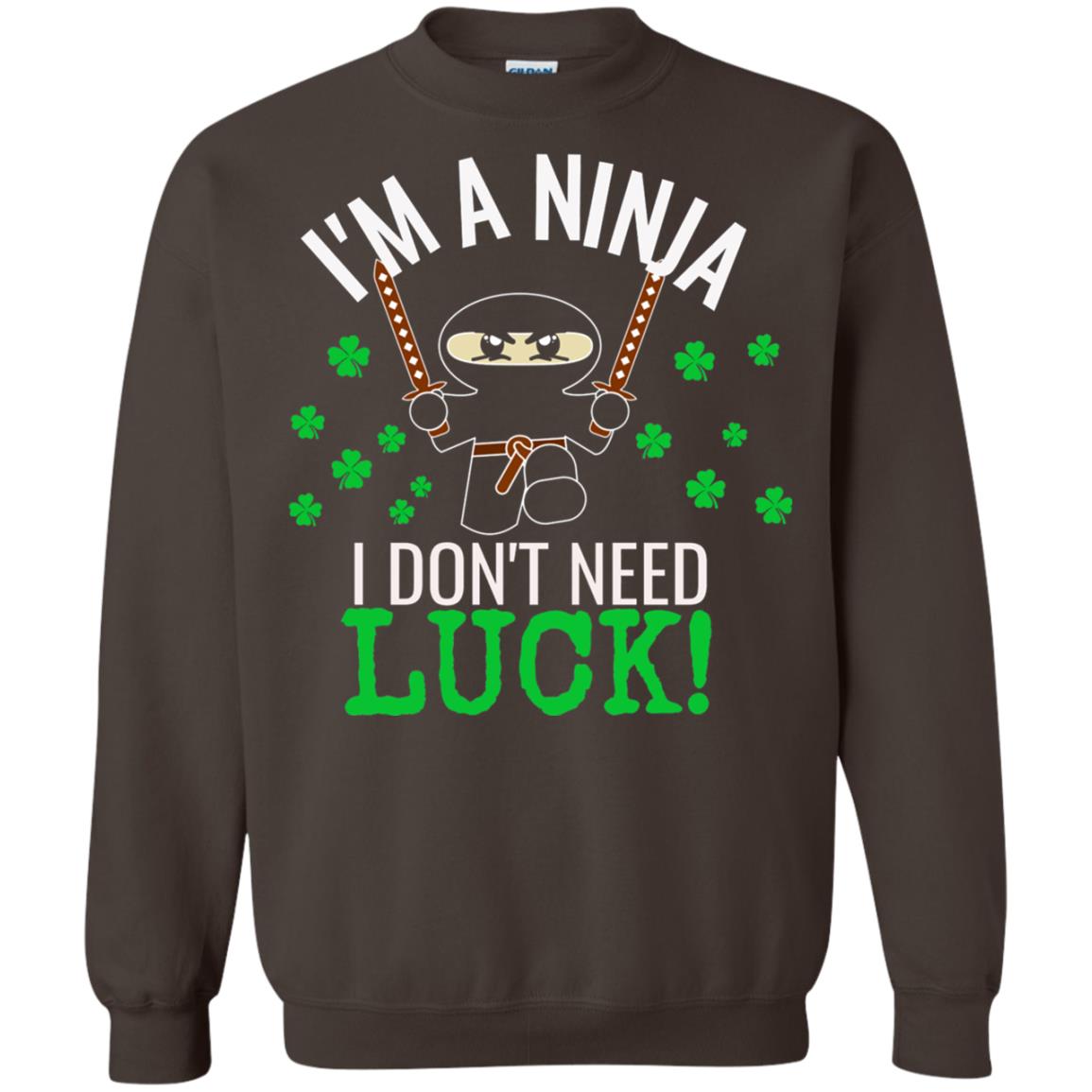 Ninja Luck Green St. Patrick_s Day T-shirt Dark Chocolate