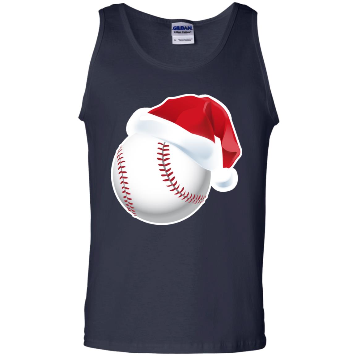 Baseball With Santa Claus Hat X-mas Shirt For Baseball Lovers Navy