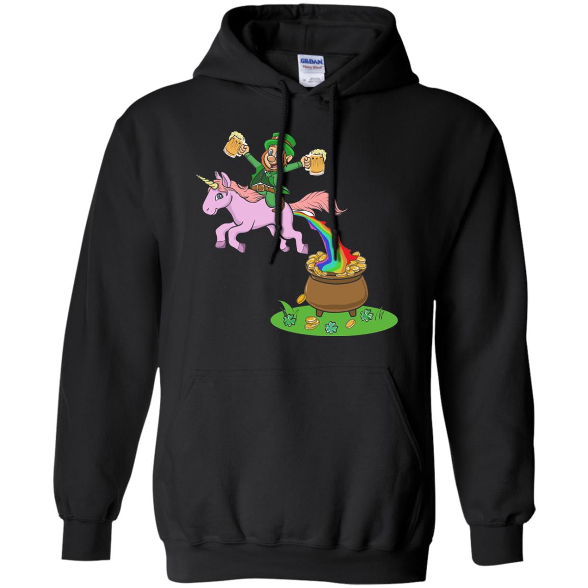 Leprechaun Riding A Unicorn Funny St Patricks Day T-shirt Black