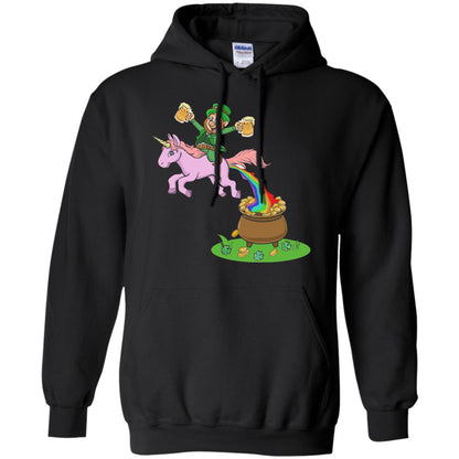 Leprechaun Riding A Unicorn Funny St Patricks Day T-shirt Black