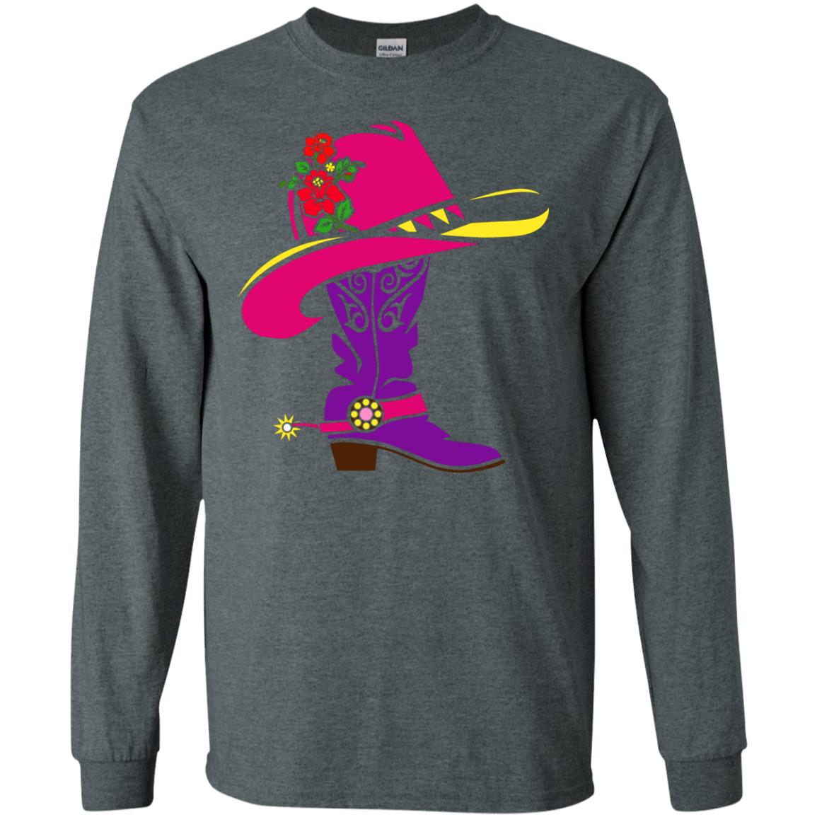 Cowgirl Boots With Hat T-shirt Dark Heather