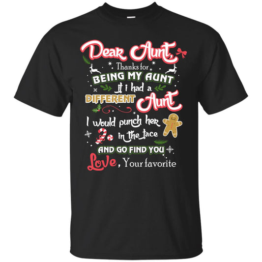 Dear Aunt Thank For Being My Aunt Christmas Holiday T-shirt Black