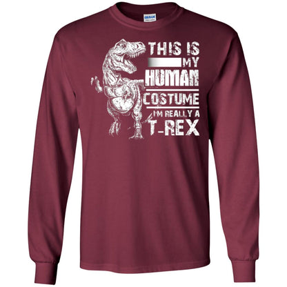 Dinosaus T-shirt This Is My Human Costume Shirt Human Maroon