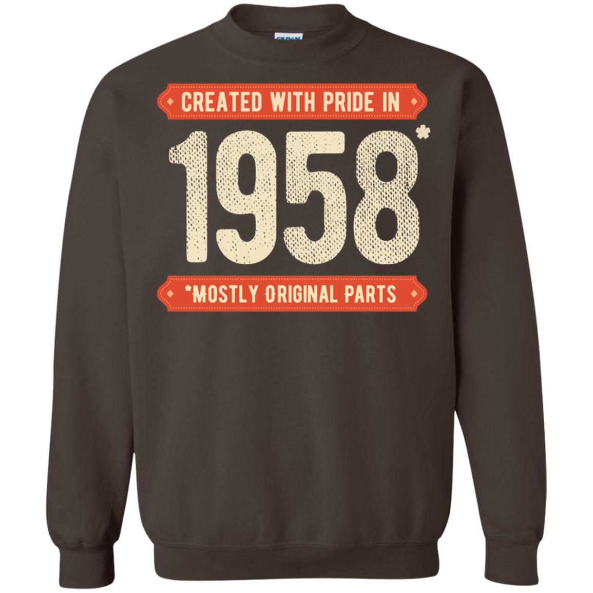 Created With Pride In 1958 Mostly Original Parts 60th Birthday T-shirt Dark Chocolate