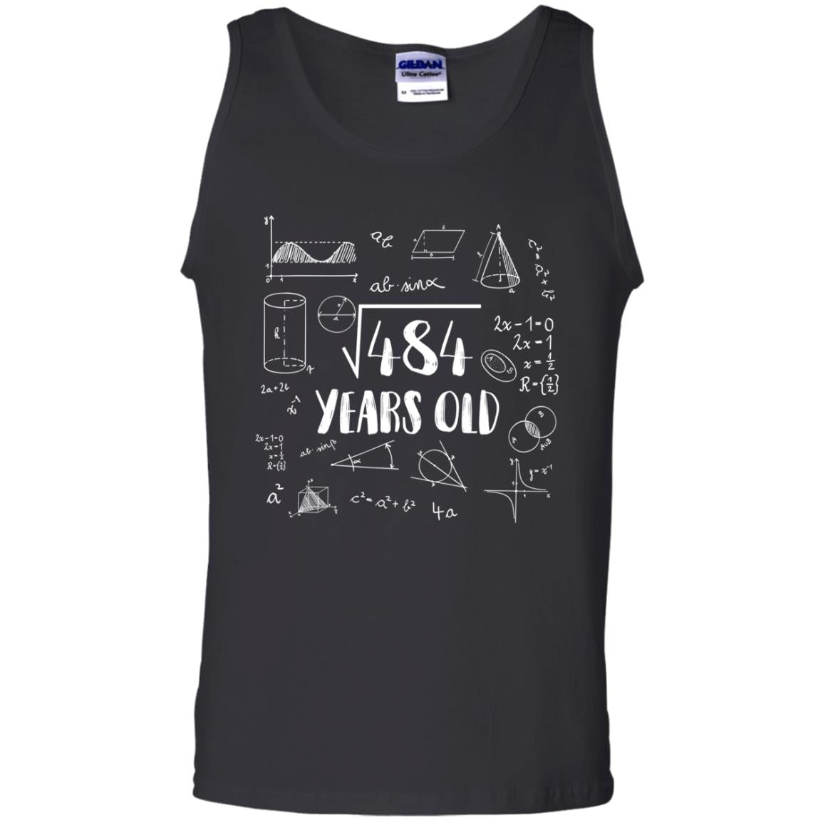 Square Root Of 484 22nd Birthday 22 Years Old Math T-shirt Black