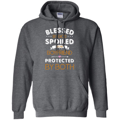 Blessed By God Spoiled By My Boyfriend Protected By Both Shirt Dark Heather