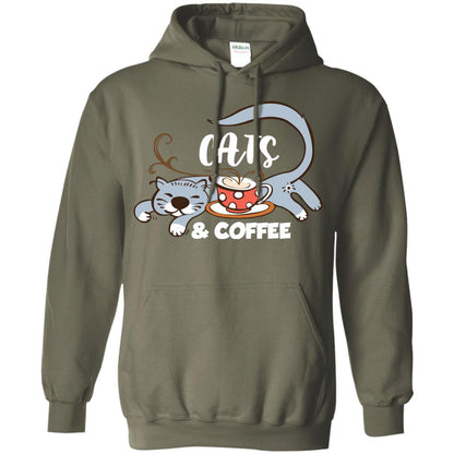 A Good Day Start With Cat And Coffee Cat Lover T-shirt Military Green
