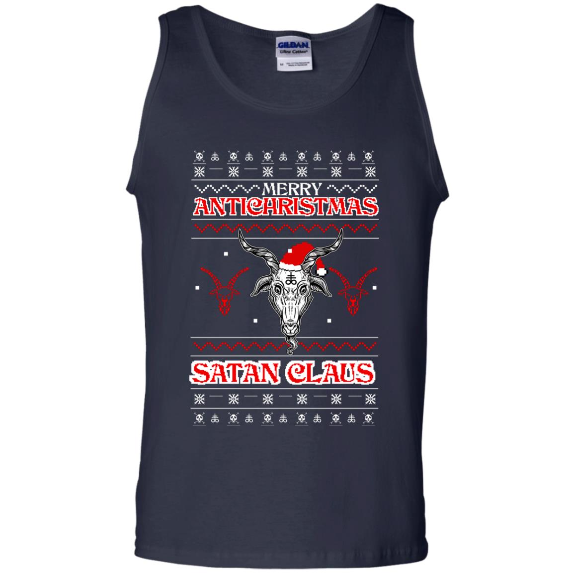 Merry Antichristmas Satan Claus Gift Shirt Navy