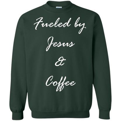 Fueled By Jesus Coffee Graphic Christian T-shirt Forest Green