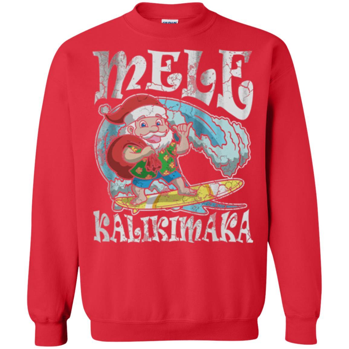 Christmas T-shirt Mele Kalikimaka Santa Hawaii Red