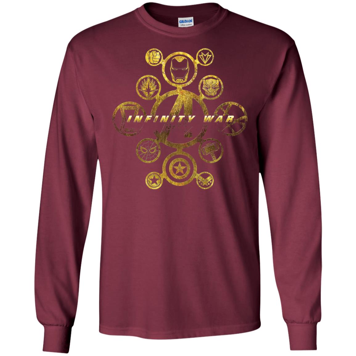 Infinity War Gold Hero Movie T-shirt Maroon