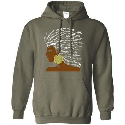 Black Is Beautiful Black History Month Word Art T-shirt Military Green