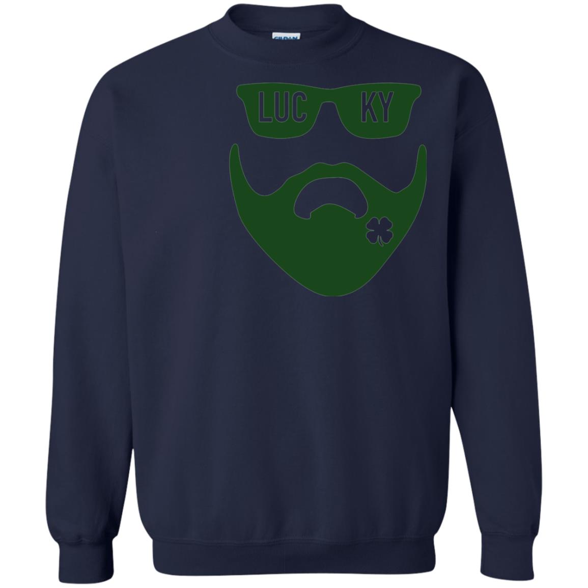 Green Bearded Clover Lucky Charm St. Patrick_s Day T-shirt Navy
