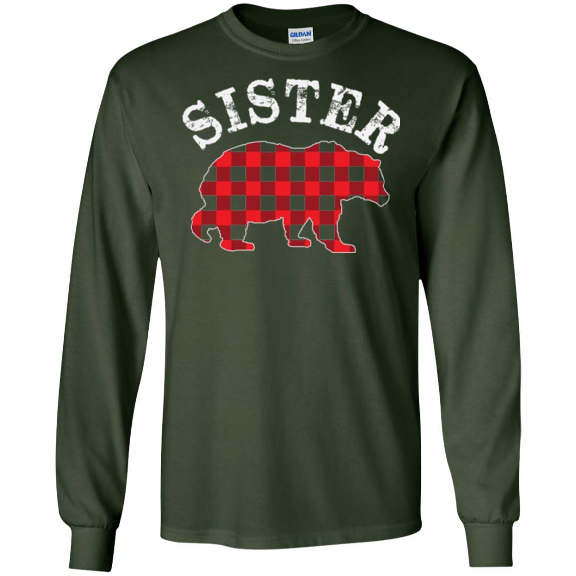 Family T-shirt Red Plaid Sister Bear Forest Green