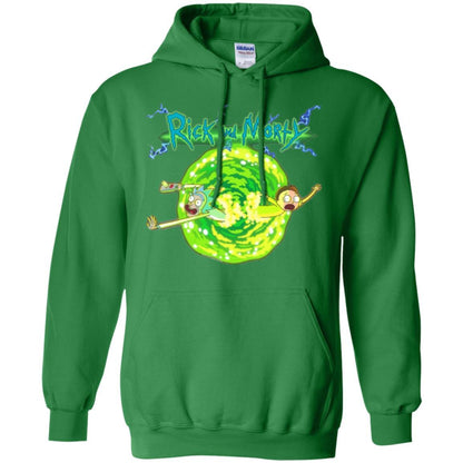 Rick Morty T-shirt Portal Glow Lightning Logo Irish Green
