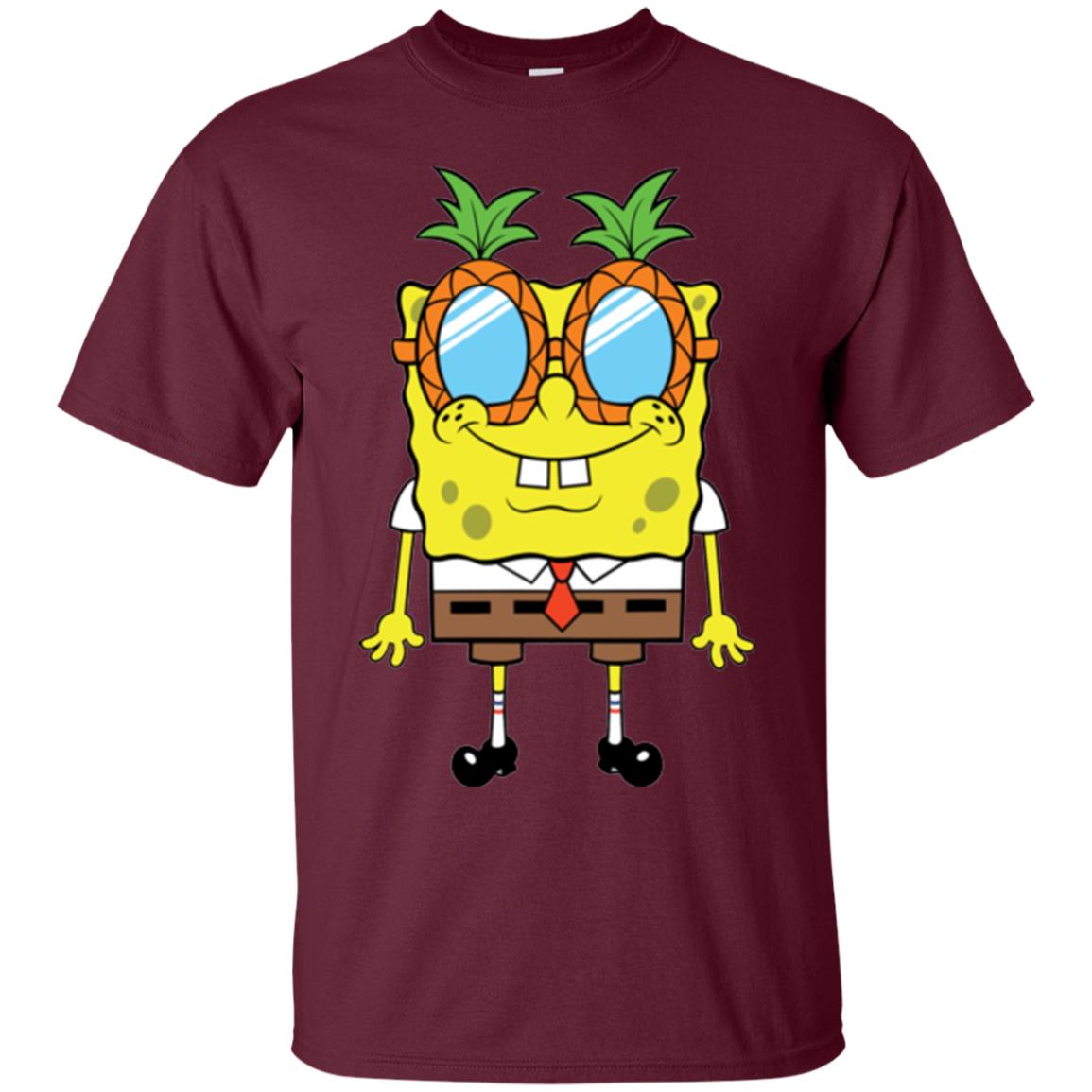 Nickelodeon Spongebob Squarepants Pineapple Glasses T-shirt Maroon