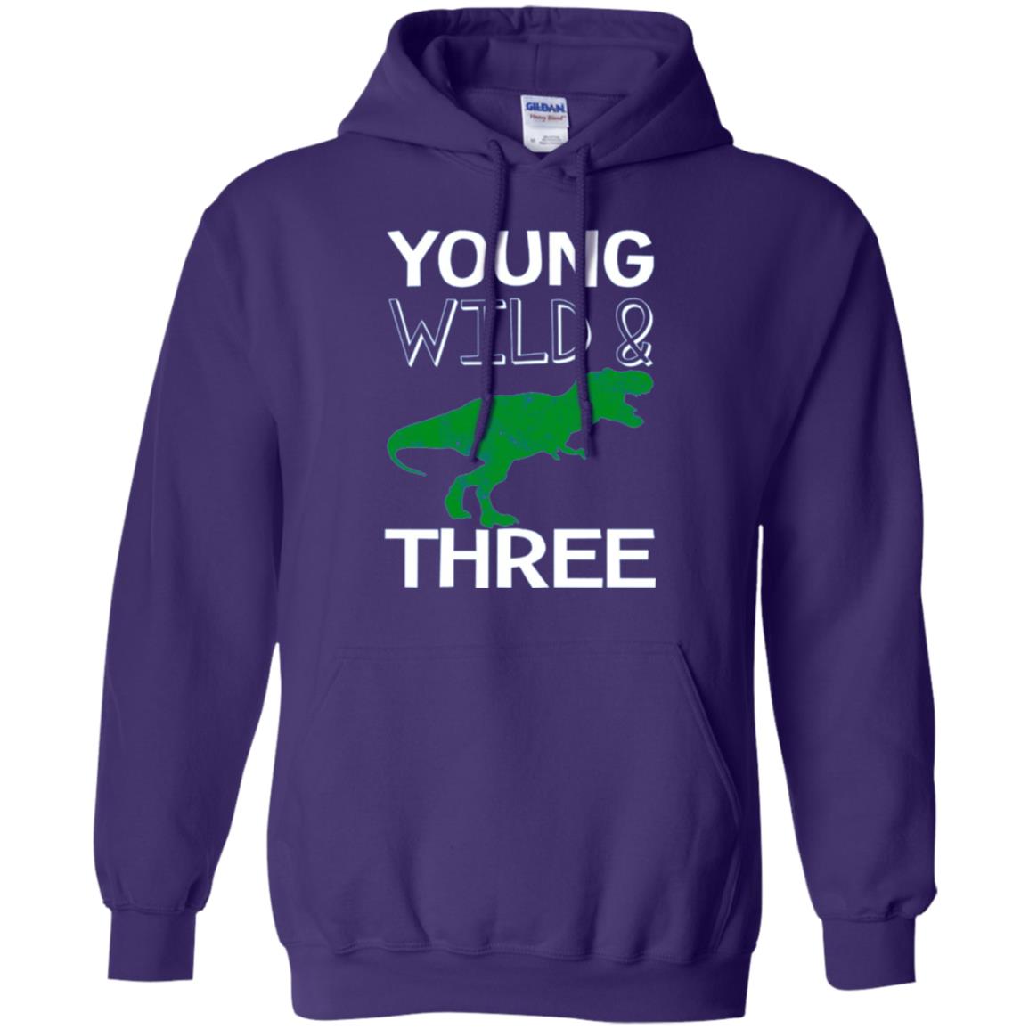 Dinosaur T-shirt Young Wild And Three Purple