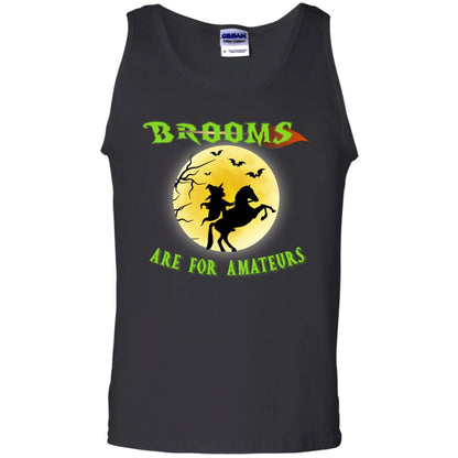 Brooms Are For Amateurs Witches Ride A Horse Funny Halloween Shirt Black