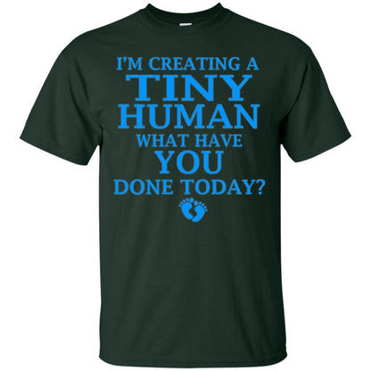 Funny Maternity Shirt Creating Tiny Human Blue Forest