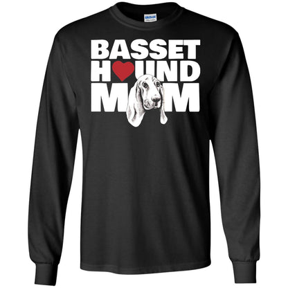 Basset Hound Mom Heart T-shirt Black
