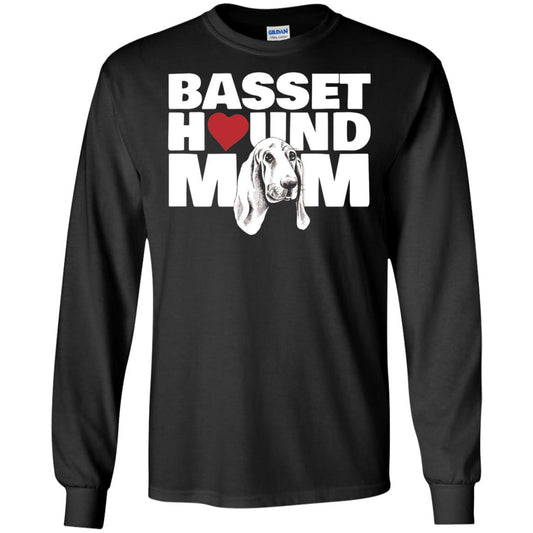 Basset Hound Mom Heart T-shirt Black