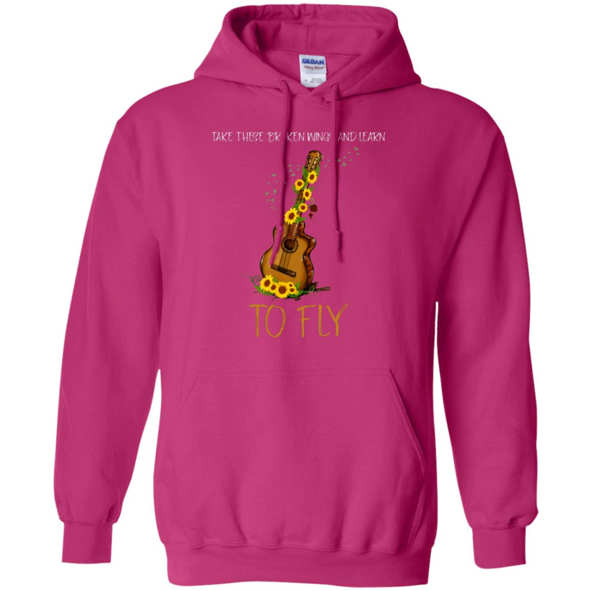 Take These Broken Wings And Learn To Fly Guitar Quote Shirt Heliconia