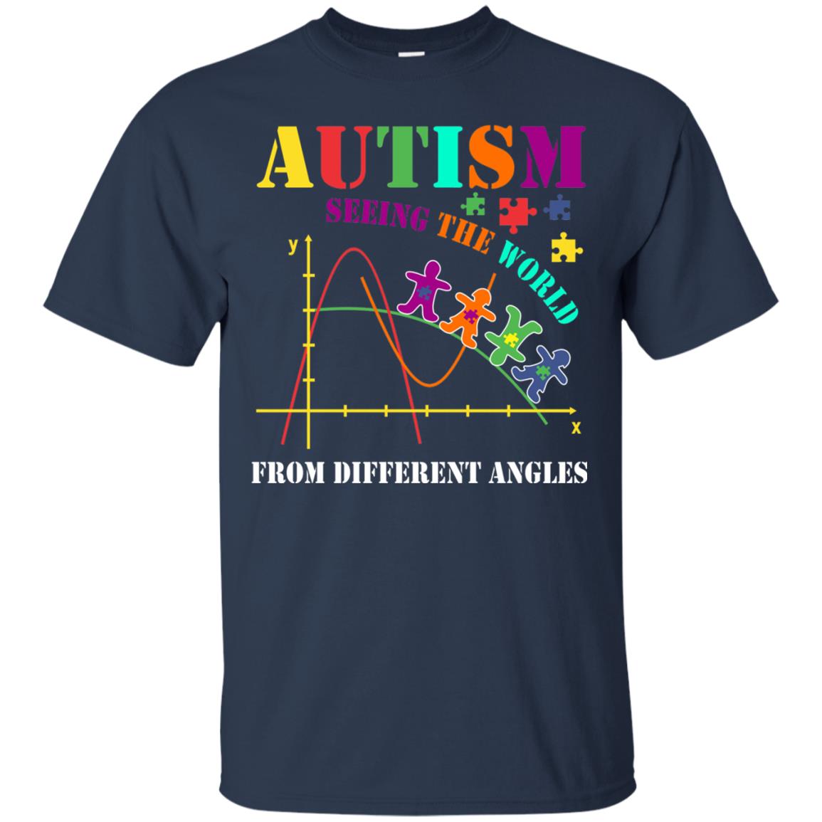 Seeing The World From Different Angles Autism Awareness T-shirt Navy